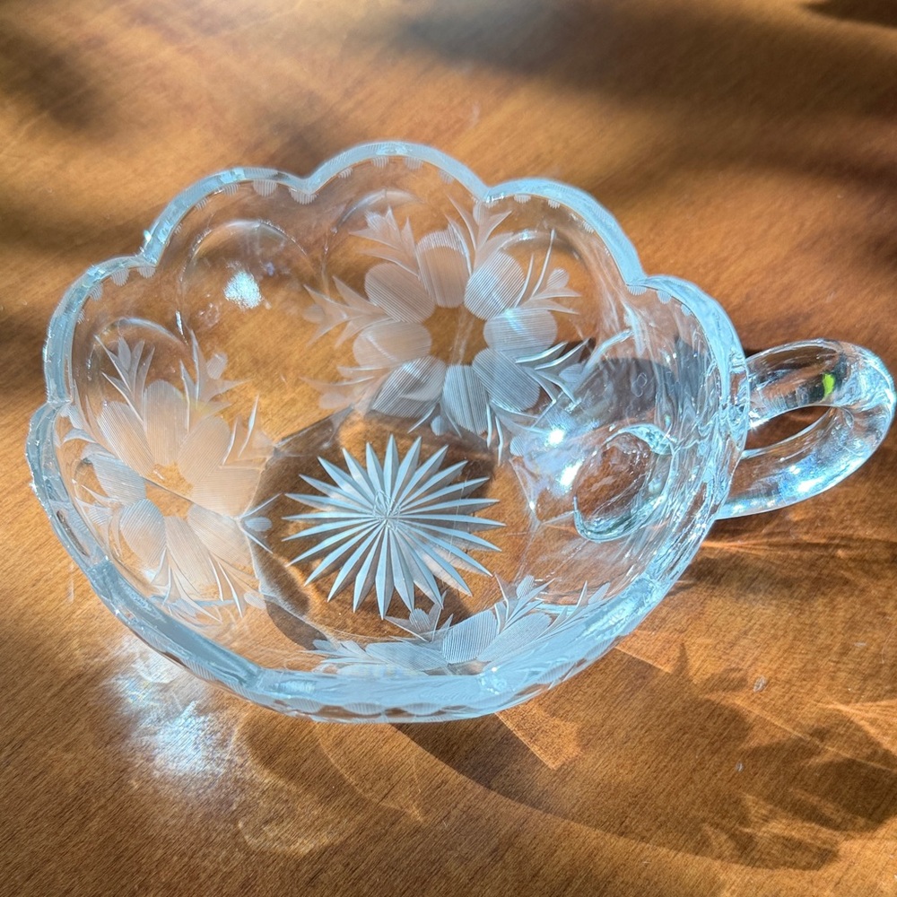 Heisey Colonial Elegant Glass Floral Etched Bowl